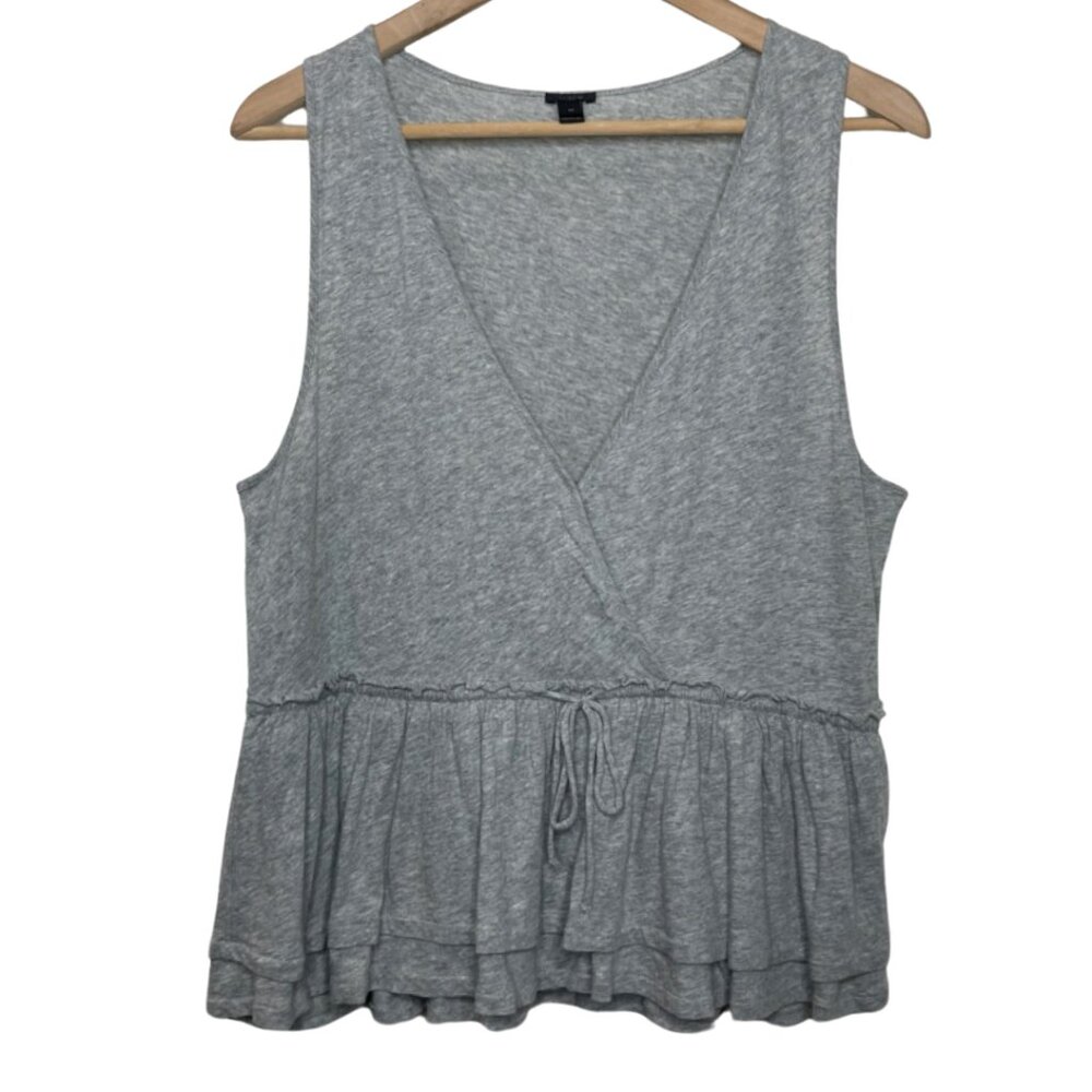 J CREW | Womens Gray Jersey Faux Wrap Peplum Tiered Ruffle Top | Size M